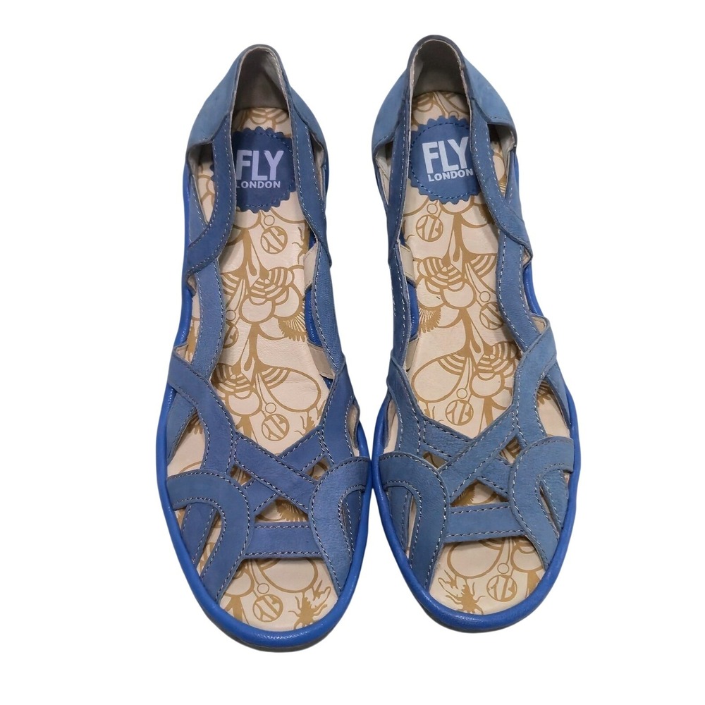 Fly London Women's Yaji Wedge Sandal Blue Women's Size 38